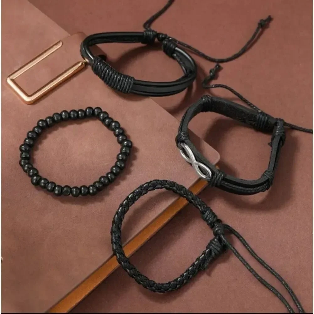 faux leather layered Braided Bracelet